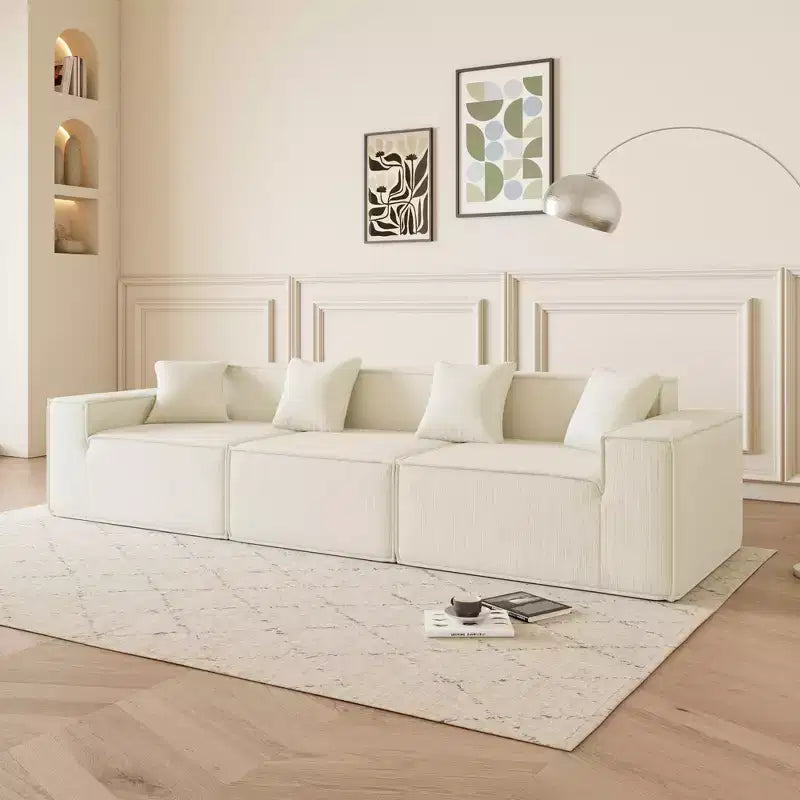 Divano Sezionale Modulare a L con Chaise Reversibile, Cuscini Profondi, Comodo Divano per Soggiorno