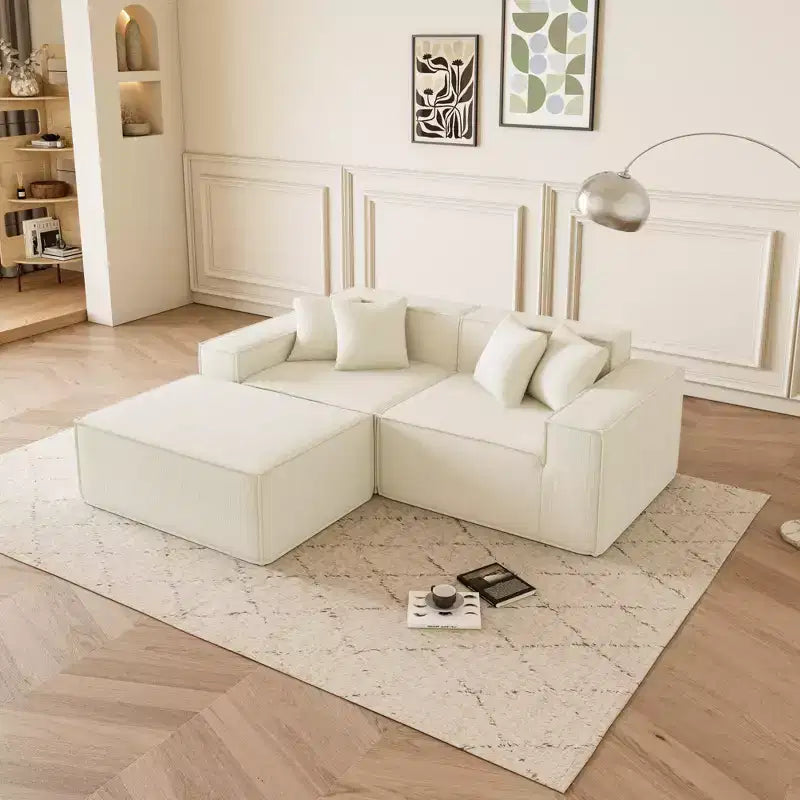 Divano Sezionale Modulare a L con Chaise Reversibile, Cuscini Profondi, Comodo Divano per Soggiorno
