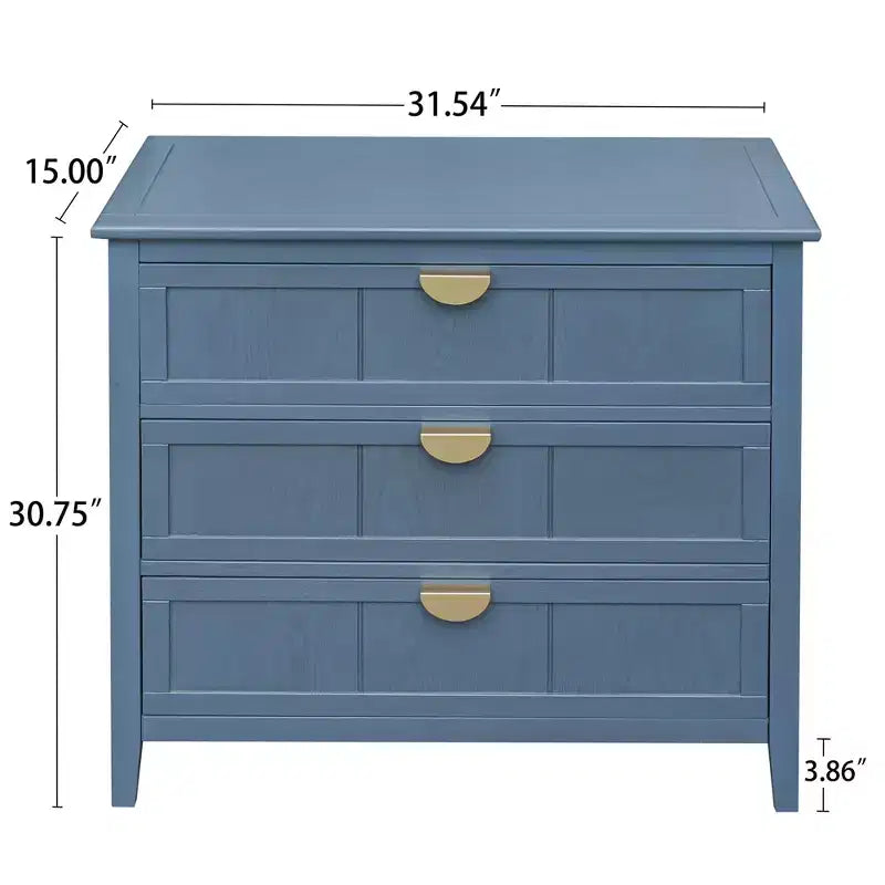 GDFStudio Virginia Mobiletto Contenitore in Legno 31.5 con 3 Cassetti