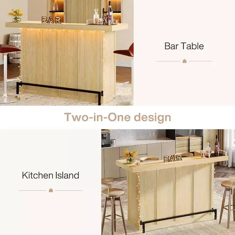 Tavolo da bar Lantine moderno a 4 livelli da 70,9 pollici, mobile bar con porta bicchieri e poggiapiedi nero