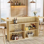 Tavolo da bar Lantine moderno a 4 livelli da 70,9 pollici, mobile bar con porta bicchieri e poggiapiedi nero