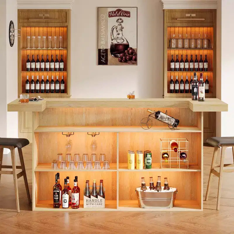 Tavolo da bar Lantine moderno a 4 livelli da 70,9 pollici, mobile bar con porta bicchieri e poggiapiedi nero