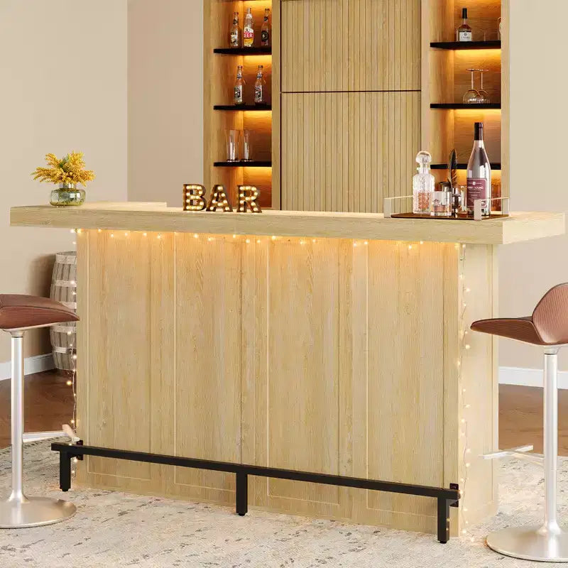 Tavolo da bar Lantine moderno a 4 livelli da 70,9 pollici, mobile bar con porta bicchieri e poggiapiedi nero