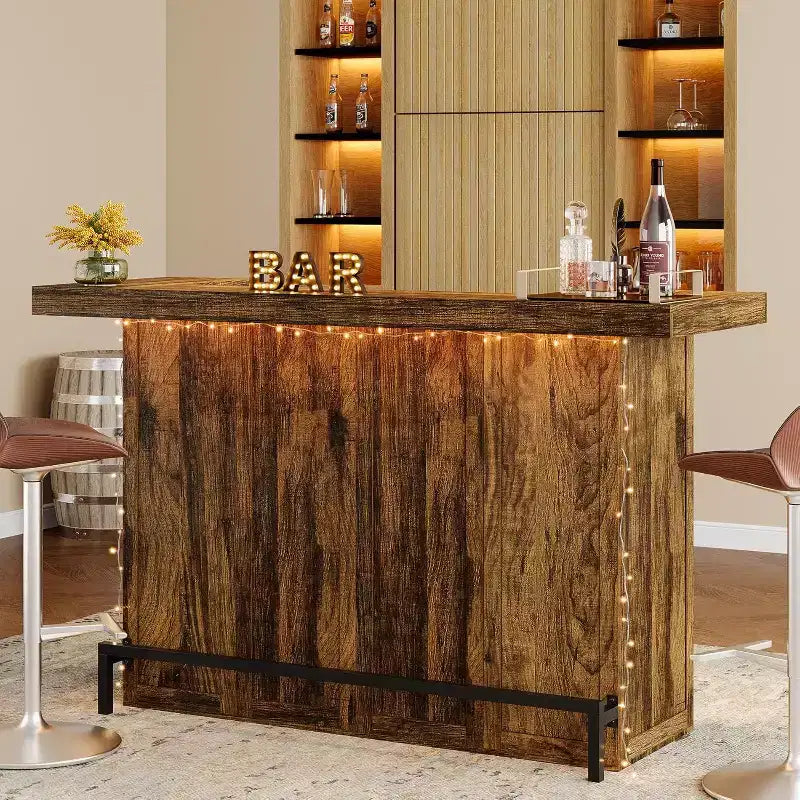Tavolo da bar Lantine moderno a 4 livelli da 70,9 pollici, mobile bar con porta bicchieri e poggiapiedi nero