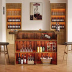 Tavolo da bar Lantine moderno a 4 livelli da 70,9 pollici, mobile bar con porta bicchieri e poggiapiedi nero