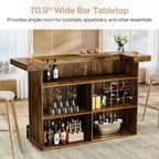 Tavolo da bar Lantine moderno a 4 livelli da 70,9 pollici, mobile bar con porta bicchieri e poggiapiedi nero