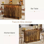 Tavolo da bar Lantine moderno a 4 livelli da 70,9 pollici, mobile bar con porta bicchieri e poggiapiedi nero