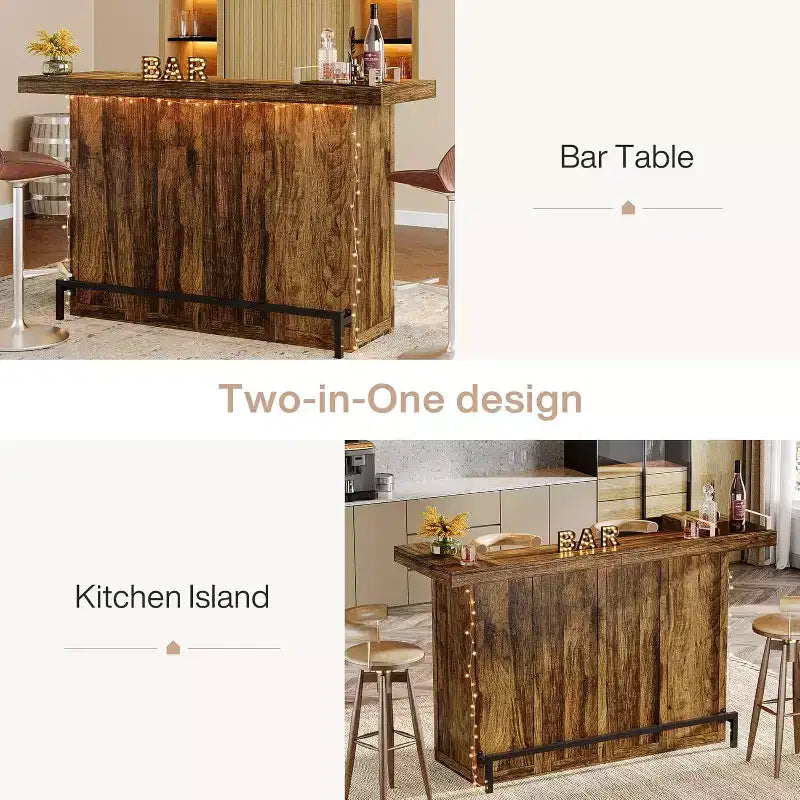 Tavolo da bar Lantine moderno a 4 livelli da 70,9 pollici, mobile bar con porta bicchieri e poggiapiedi nero