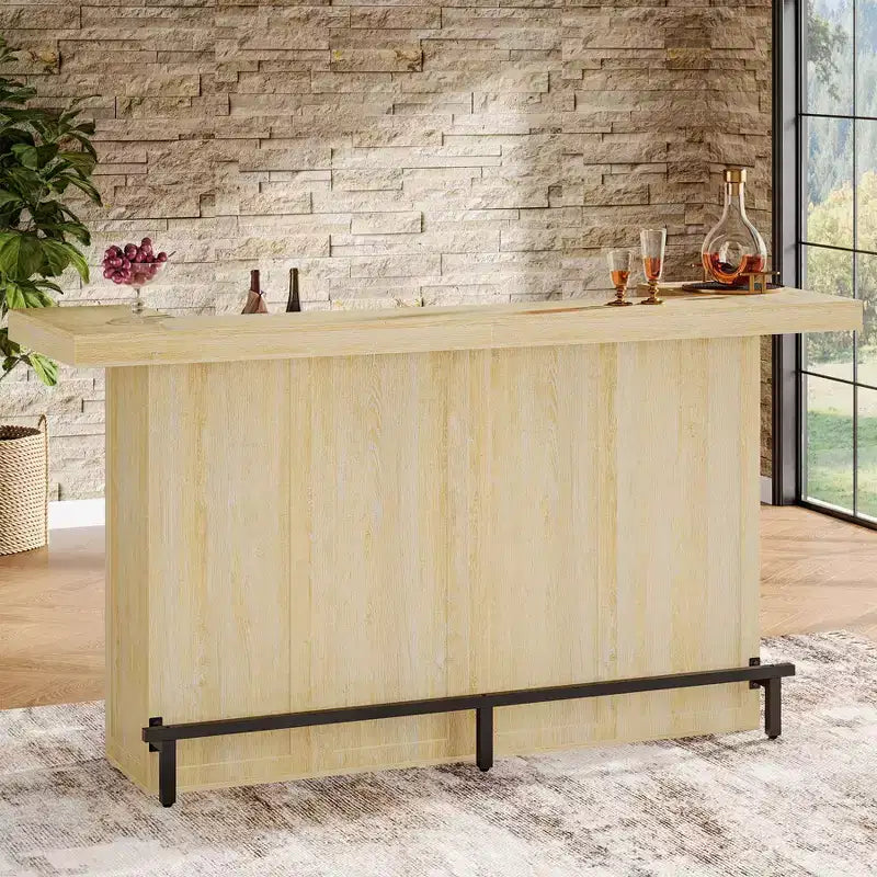 Tavolo da bar Lantine moderno a 4 livelli da 70,9 pollici, mobile bar con porta bicchieri e poggiapiedi nero
