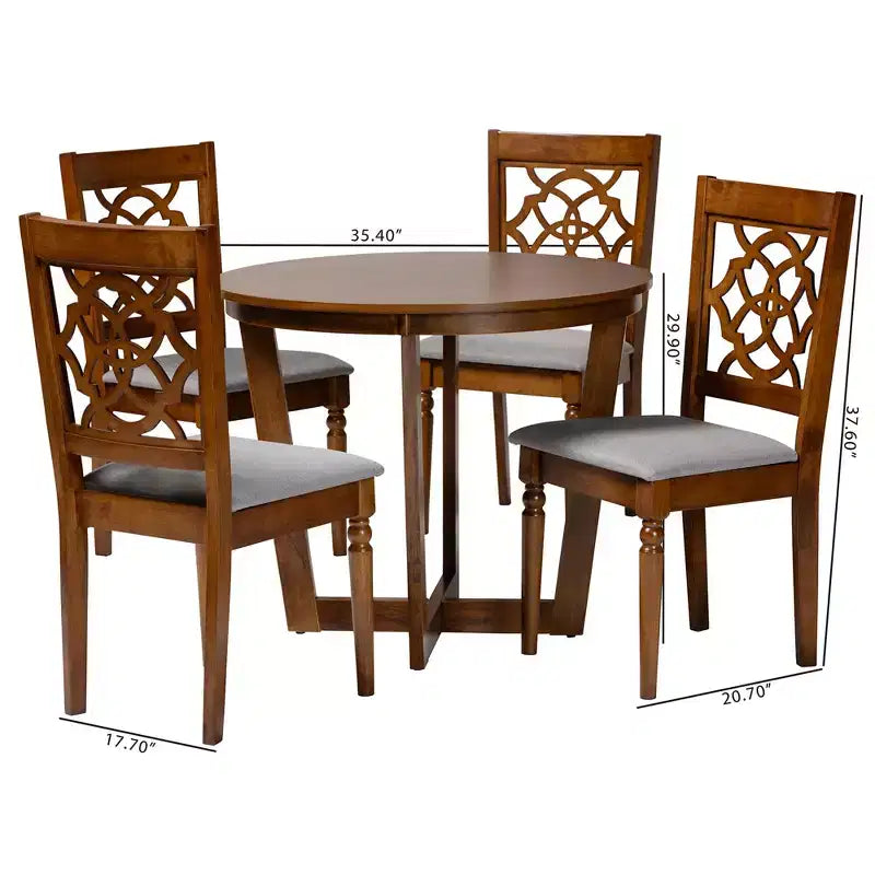 Set da pranzo Baxton Studio Valerie moderno grigio e legno marrone noce da 5 pezzi