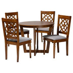 Set da pranzo Baxton Studio Valerie moderno grigio e legno marrone noce da 5 pezzi