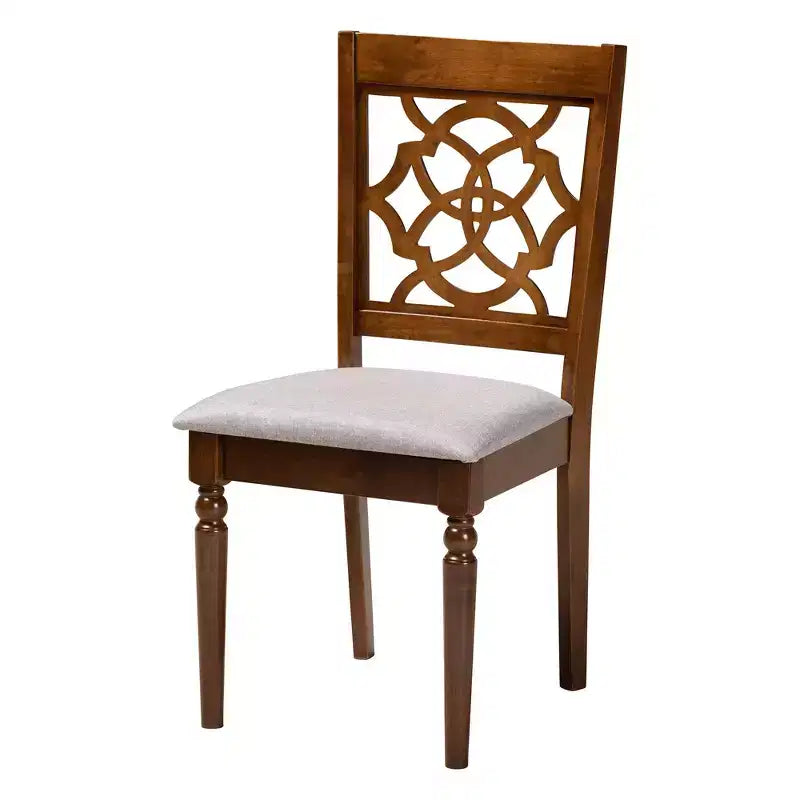 Set da pranzo Baxton Studio Valerie moderno grigio e legno marrone noce da 5 pezzi