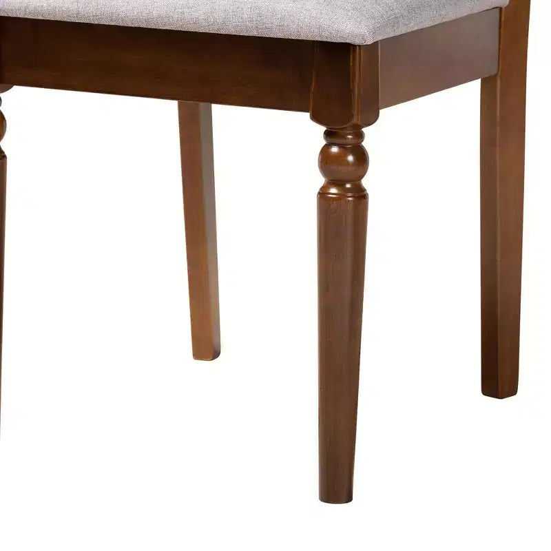 Set da pranzo Baxton Studio Valerie moderno grigio e legno marrone noce da 5 pezzi