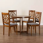 Set da pranzo Baxton Studio Valerie moderno grigio e legno marrone noce da 5 pezzi