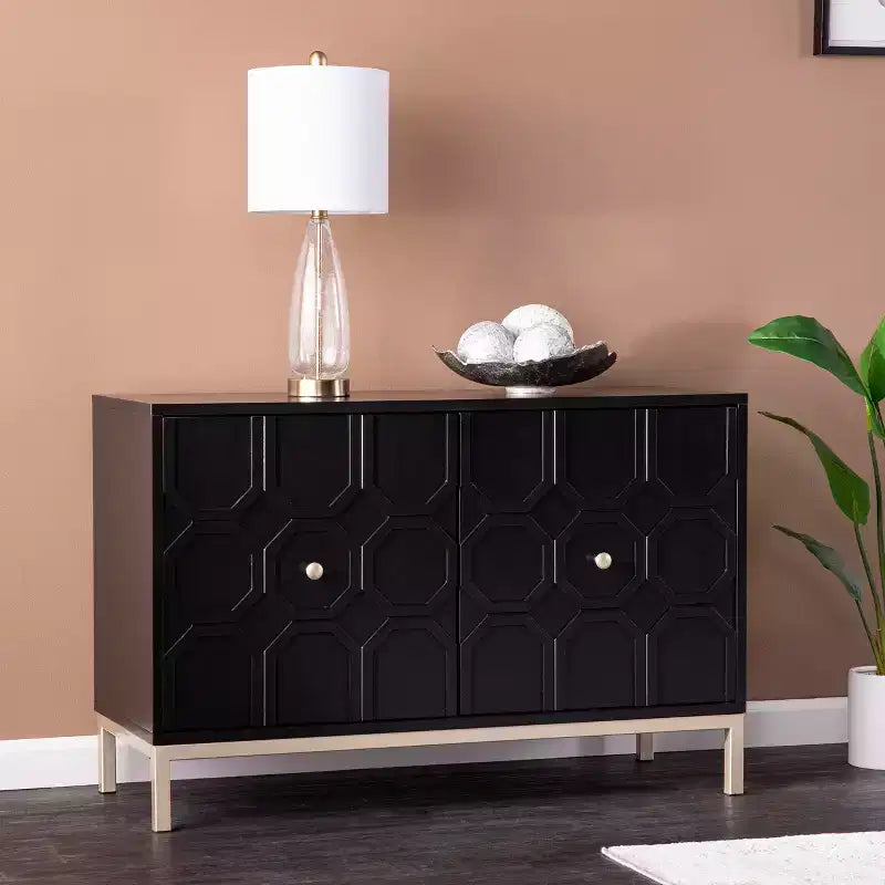 Mobiletto decorativo Gramdlynn a due ante - Nero - SEI