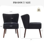 Poltrona moderna in velluto per soggiorno, poltrona lounge Mid-Century con schienale ad ali e gambe in legno massello, capacità 136 kg, poltrona imbottita lussuosa