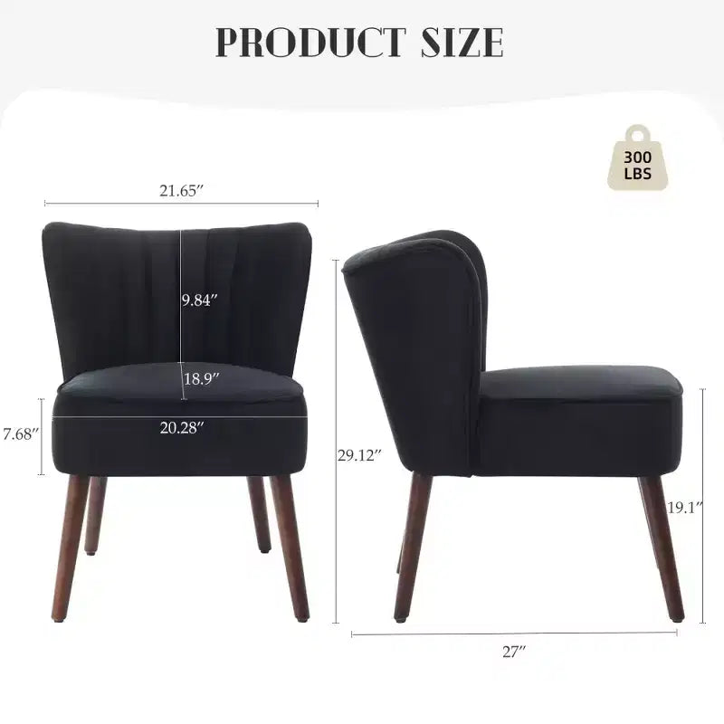 Poltrona moderna in velluto per soggiorno, poltrona lounge Mid-Century con schienale ad ali e gambe in legno massello, capacità 136 kg, poltrona imbottita lussuosa