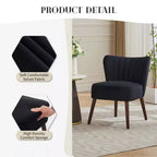 Poltrona moderna in velluto per soggiorno, poltrona lounge Mid-Century con schienale ad ali e gambe in legno massello, capacità 136 kg, poltrona imbottita lussuosa