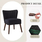 Poltrona moderna in velluto per soggiorno, poltrona lounge Mid-Century con schienale ad ali e gambe in legno massello, capacità 136 kg, poltrona imbottita lussuosa