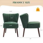 Poltrona moderna in velluto per soggiorno, poltrona lounge Mid-Century con schienale ad ali e gambe in legno massello, capacità 136 kg, poltrona imbottita lussuosa