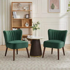 Poltrona moderna in velluto per soggiorno, poltrona lounge Mid-Century con schienale ad ali e gambe in legno massello, capacità 136 kg, poltrona imbottita lussuosa