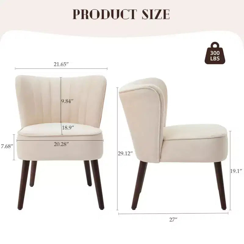 Poltrona moderna in velluto per soggiorno, poltrona lounge Mid-Century con schienale ad ali e gambe in legno massello, capacità 136 kg, poltrona imbottita lussuosa