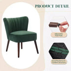 Poltrona moderna in velluto per soggiorno, poltrona lounge Mid-Century con schienale ad ali e gambe in legno massello, capacità 136 kg, poltrona imbottita lussuosa
