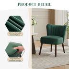 Poltrona moderna in velluto per soggiorno, poltrona lounge Mid-Century con schienale ad ali e gambe in legno massello, capacità 136 kg, poltrona imbottita lussuosa