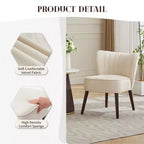 Poltrona moderna in velluto per soggiorno, poltrona lounge Mid-Century con schienale ad ali e gambe in legno massello, capacità 136 kg, poltrona imbottita lussuosa