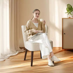 Poltrona moderna in velluto per soggiorno, poltrona lounge Mid-Century con schienale ad ali e gambe in legno massello, capacità 136 kg, poltrona imbottita lussuosa