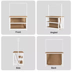 Isola Cucina in Legno, Scaffale da Forno con Contenitore, Grande Tavolo da Cucina con Supporto Microonde a 3 Livelli, Ripiano per Forno, 6 Ganci
