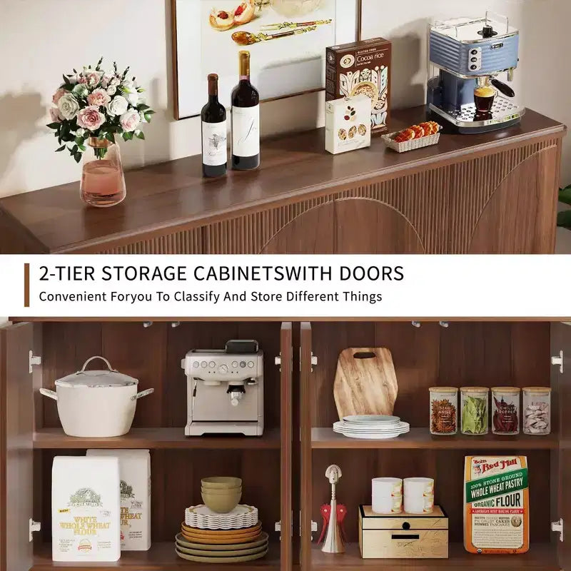 MAYEERTY Mobile Credenza Ampio 4 Ripiani Contenitore per Stoviglie Utensili