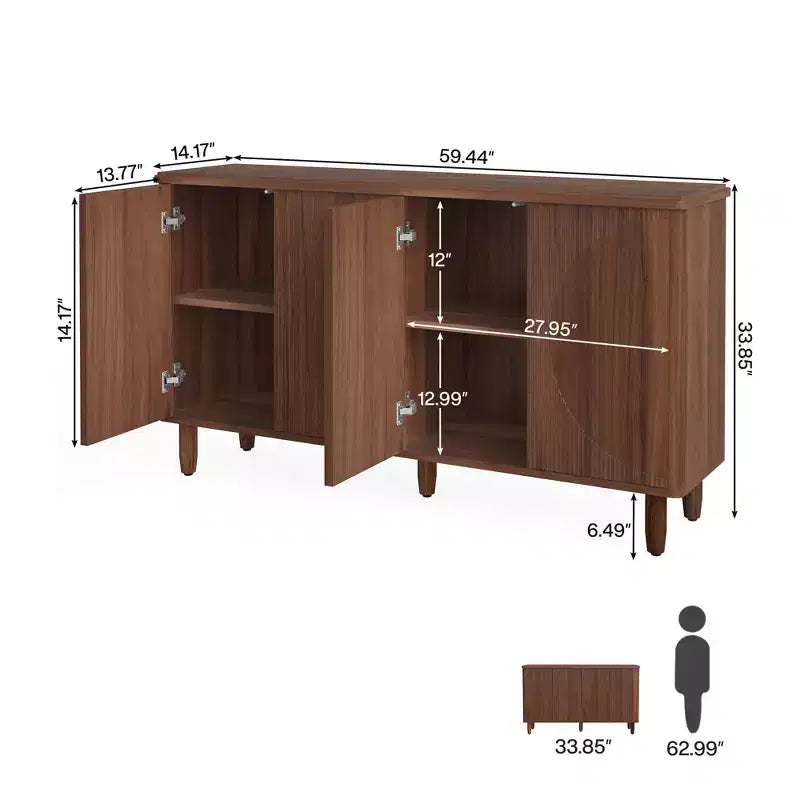 MAYEERTY Mobile Credenza Ampio 4 Ripiani Contenitore per Stoviglie Utensili