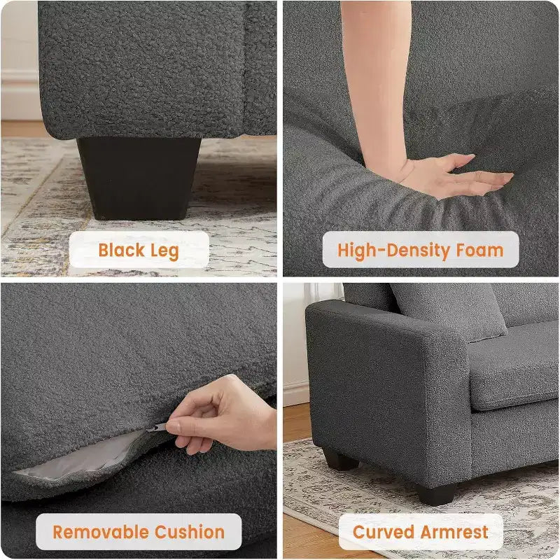 Divano moderno a 3 posti da 83 pollici - Divano con sedute profonde, comodo divano "nuvola", perfetto per soggiorno, camera da letto, ufficio