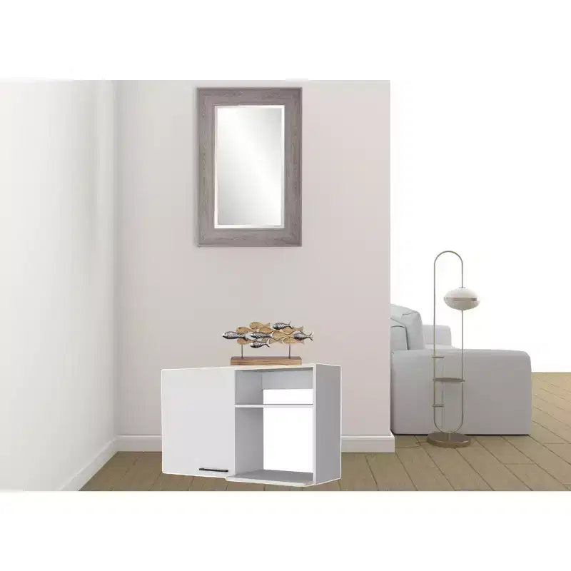 Mobiletto HomeRoots 39 bianco con due ripiani