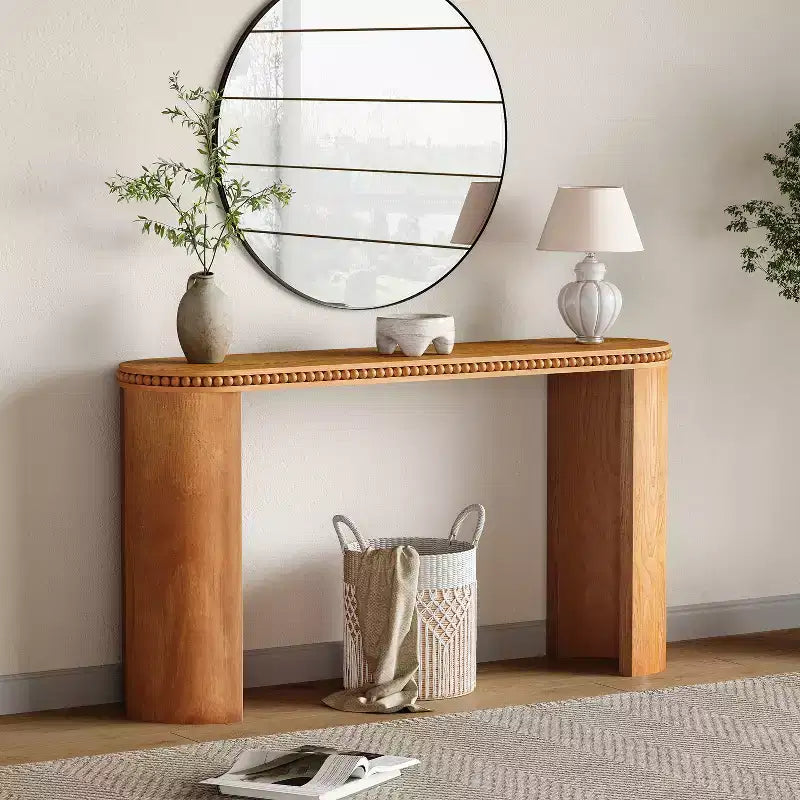 Christopher Knight Home Sebastian Tavolo Consolle Vintage con Bordi Decorati e Gambe Curve Reversibili