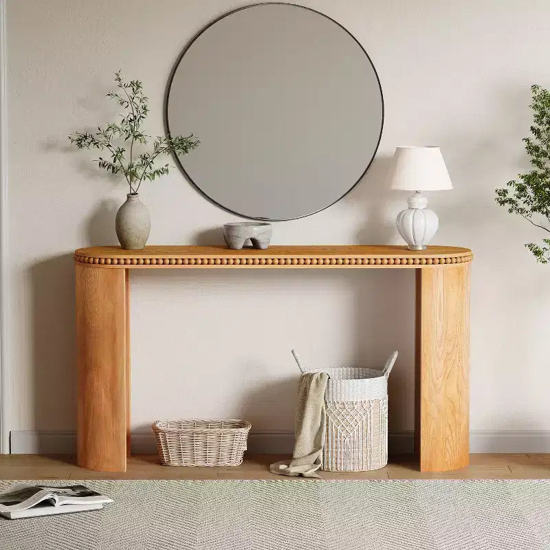 Christopher Knight Home Sebastian Tavolo Consolle Vintage con Bordi Decorati e Gambe Curve Reversibili