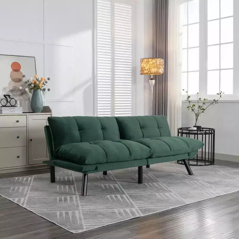 Divano letto moderno pieghevole convertibile Dovelina Leatehr Feeling - Verde