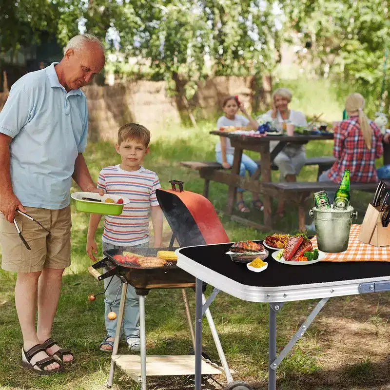 Karl Home 70cm Marrone Tavolo Pieghevole Rettangolare da Esterno in Alluminio