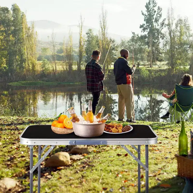 Karl Home 70cm Marrone Tavolo Pieghevole Rettangolare da Esterno in Alluminio