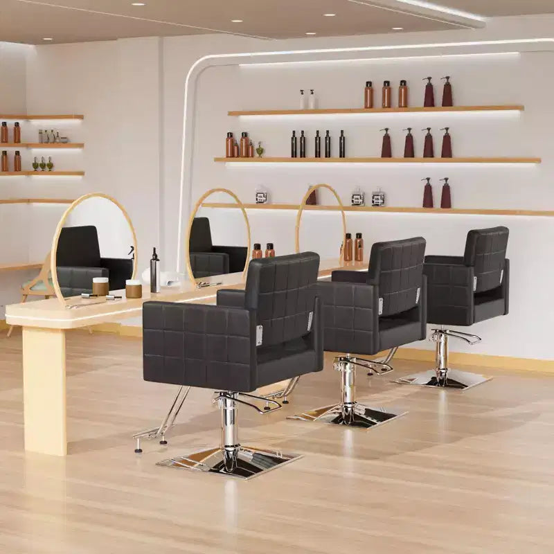 Sedia da Salone per Parrucchiere Karl Home Nera Resistente Idraulica con Seduta Larga