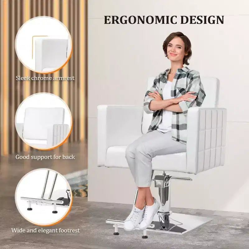 Sedia da Salone per Parrucchiere Karl Home Nera Resistente Idraulica con Seduta Larga