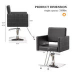 Sedia da Salone per Parrucchiere Karl Home Nera Resistente Idraulica con Seduta Larga