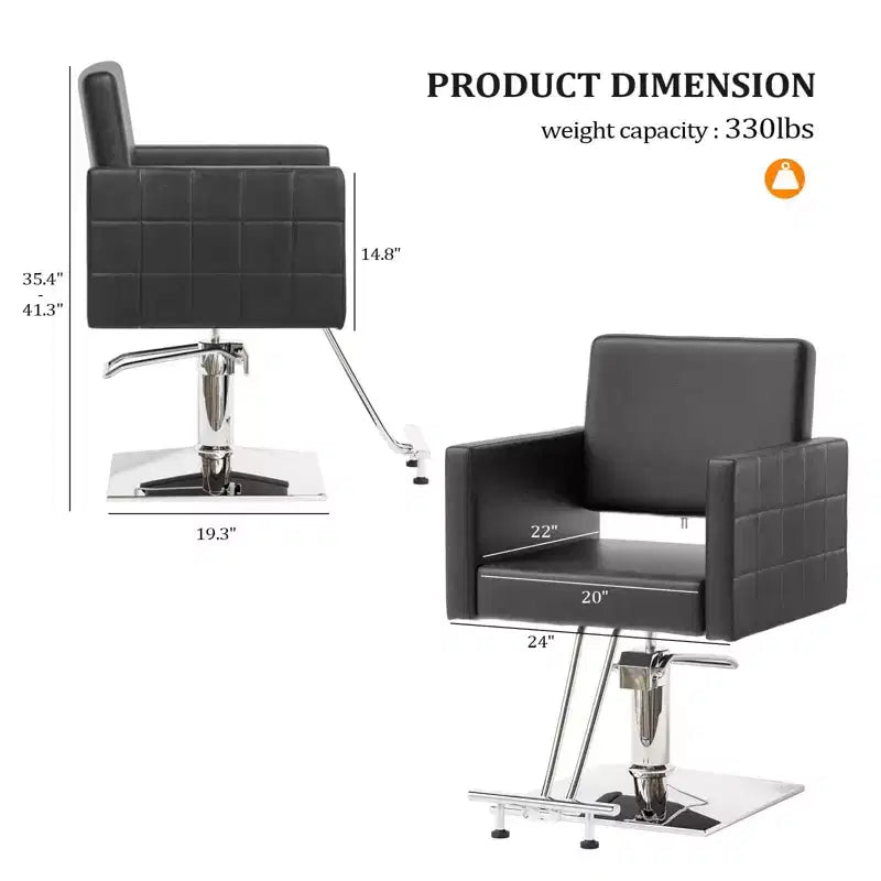 Sedia da Salone per Parrucchiere Karl Home Nera Resistente Idraulica con Seduta Larga