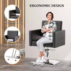 Sedia da Salone per Parrucchiere Karl Home Nera Resistente Idraulica con Seduta Larga