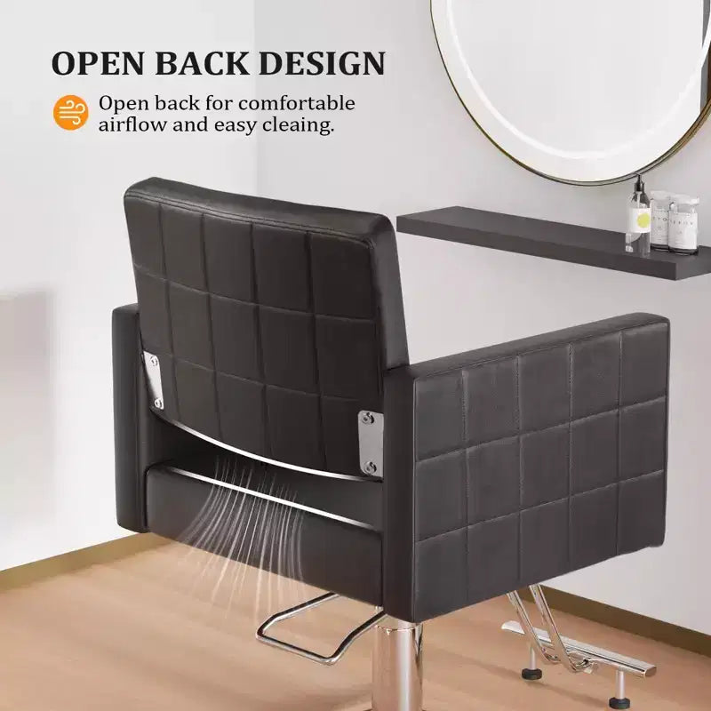 Sedia da Salone per Parrucchiere Karl Home Nera Resistente Idraulica con Seduta Larga