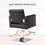 Sedia da Salone per Parrucchiere Karl Home Nera Resistente Idraulica con Seduta Larga