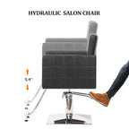 Sedia da Salone per Parrucchiere Karl Home Nera Resistente Idraulica con Seduta Larga