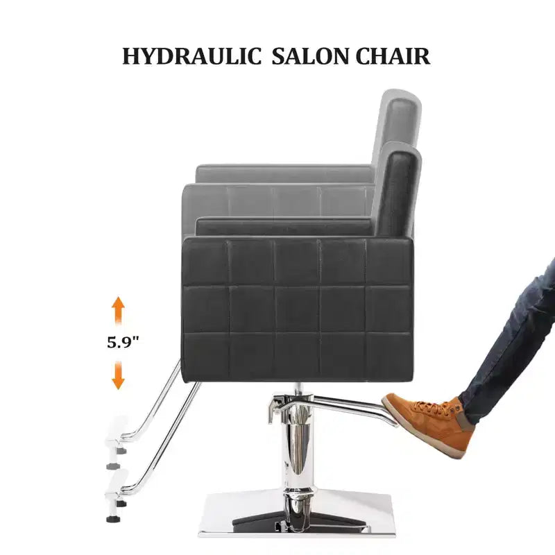 Sedia da Salone per Parrucchiere Karl Home Nera Resistente Idraulica con Seduta Larga