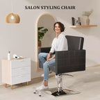 Sedia da Salone per Parrucchiere Karl Home Nera Resistente Idraulica con Seduta Larga